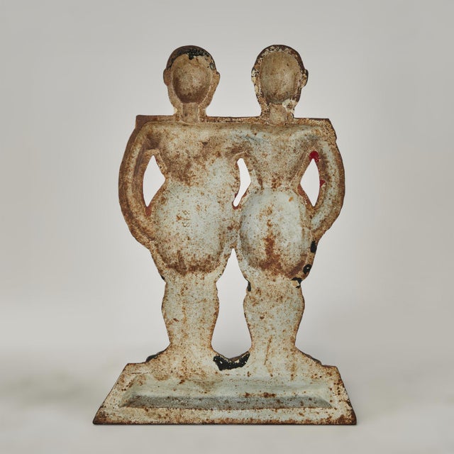 Art Deco Cast Iron Double Footmen Doorstop by Hubley Anne Fish For Sale - Image 4 of 9