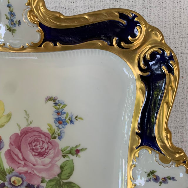 Lindner Lindner Kueps Bavaria "Echt Cobalt" Square Porcelain Serving Plate For Sale - Image 4 of 12