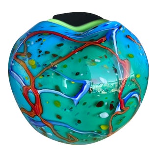 1990s Viz Art Studio Glass Vase Postmodern Memphis Design For Sale