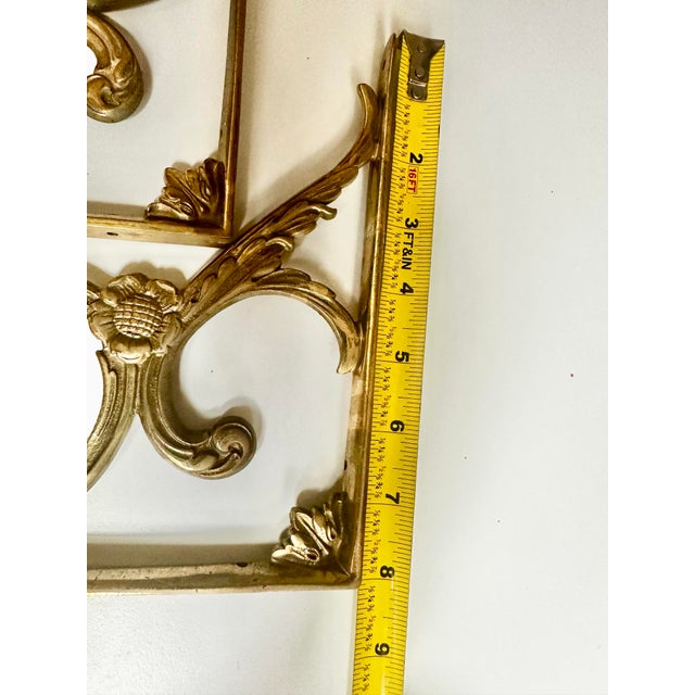 Victorian Antique Brass Ornate Victorian Leaf 6" X 8" Cistern & Shelf Brackets - Set of 3 For Sale - Image 3 of 12