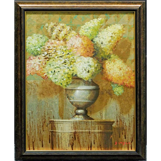 James Jensen Original "Hydrangeas" Oil on Canvas Hand Signed Custom Framed For Sale