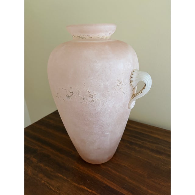 Italian Pink Roman Style Scavo Glass Vase For Sale - Image 9 of 16