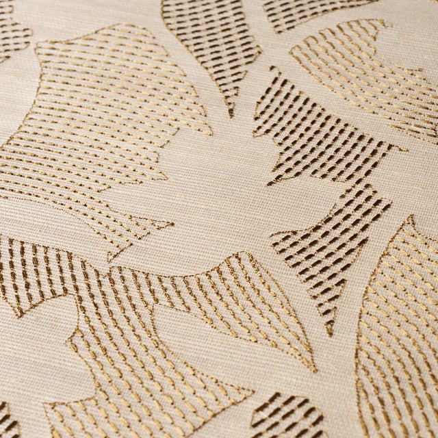 Schumacher Schumacher Kantha Embroidered Flower Sisal Wallcovering In Neutral For Sale - Image 4 of 5