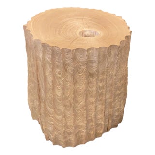 Andrianna Shamaris Minimalist Bleached Teak Wood Side Table For Sale