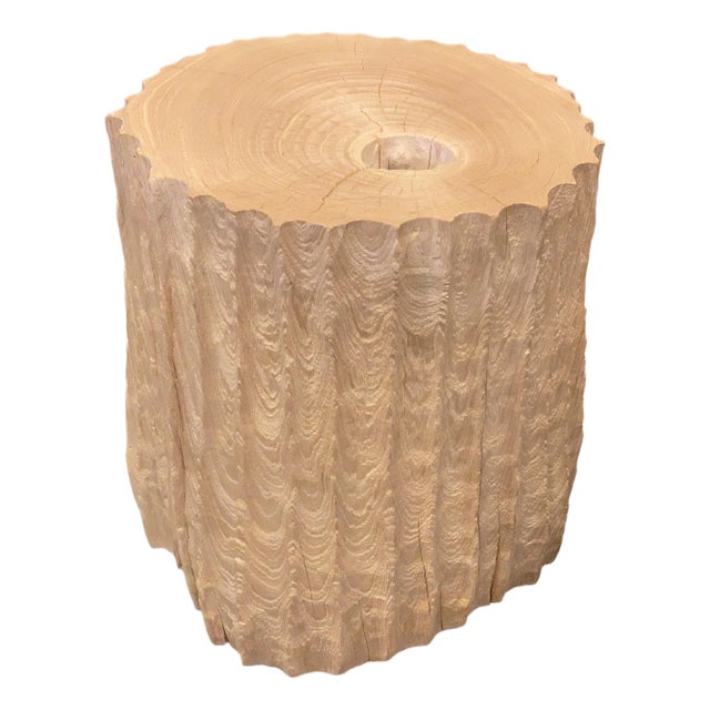 Andrianna Shamaris Minimalist Bleached Teak Wood Side Table For Sale