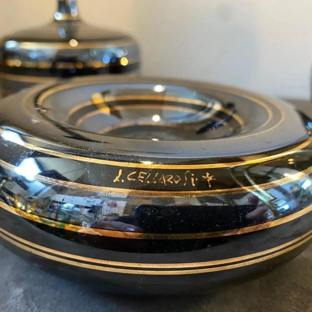 1950s Set of Three Mid-Century Modern Italian Ceramic Desk Accessories For Sale - Image 6 of 12