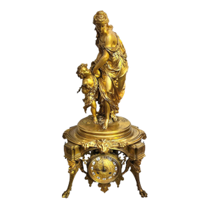 French Louis XV Style Ormolu Bronze Mantel Clock