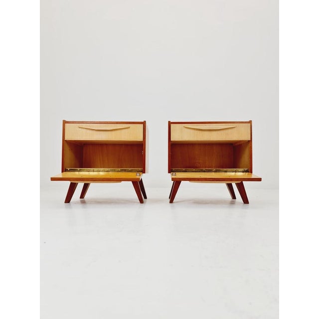Wood Mid-Century German Nightstands, 1950s, Set of 2 For Sale - Image 7 of 12