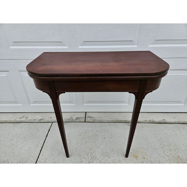 Traditional Georgian Square Mahogany Flip Top Console Game Table For Sale - Image 3 of 16