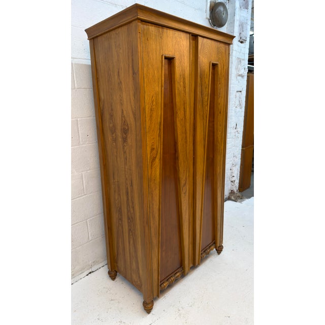 Unique Vintage Two-Door Mid-Century Modern Oak Wardrobe For Sale In New York - Image 6 of 14