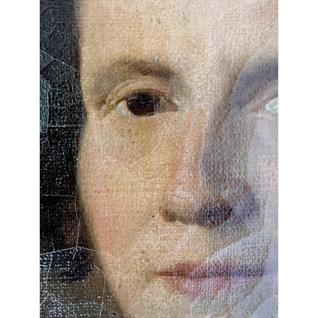 Captain's Wife Portrait, 1800s, Oil on Canvas For Sale - Image 5 of 14