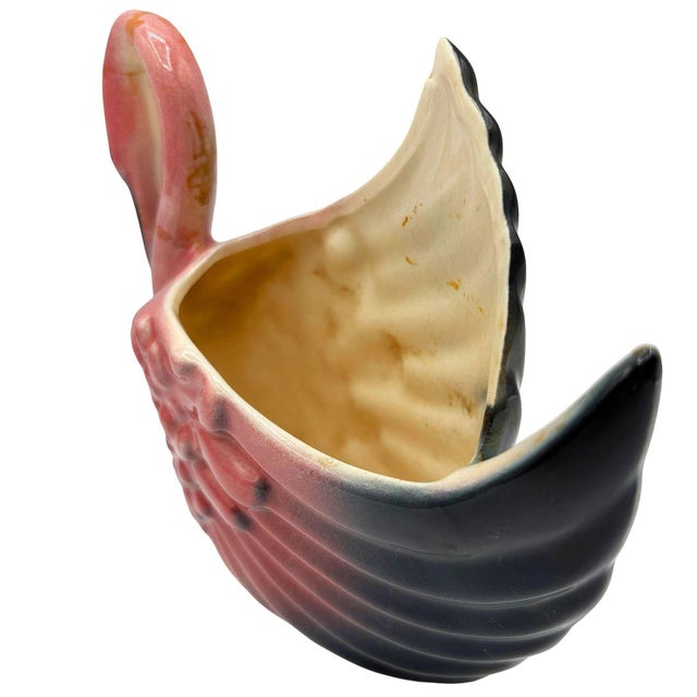 Mid-Century Modern Mid 20th Century California Pottery Ceramic Tropical Pink Flamingo Planter For Sale - Image 3 of 7