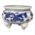 Vintage Blue & White Porcelain Tripod Censer – Dragon Motif, Qianlong Mark For Sale