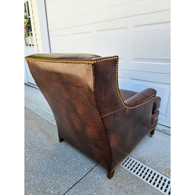 Animal Skin Hancock & Moore Chocolate Brown Tufted Leather Lounge Chair For Sale - Image 7 of 12