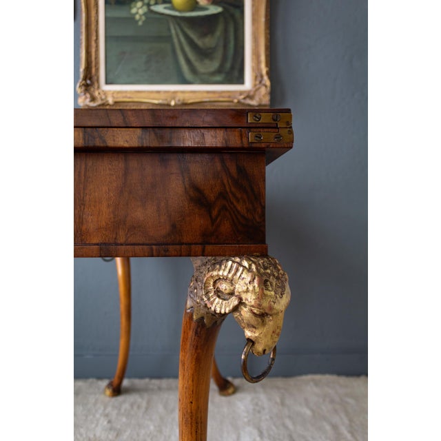 Giltwood Rams Head Hoofed Saber Leg Console Games Table For Sale - Image 13 of 18