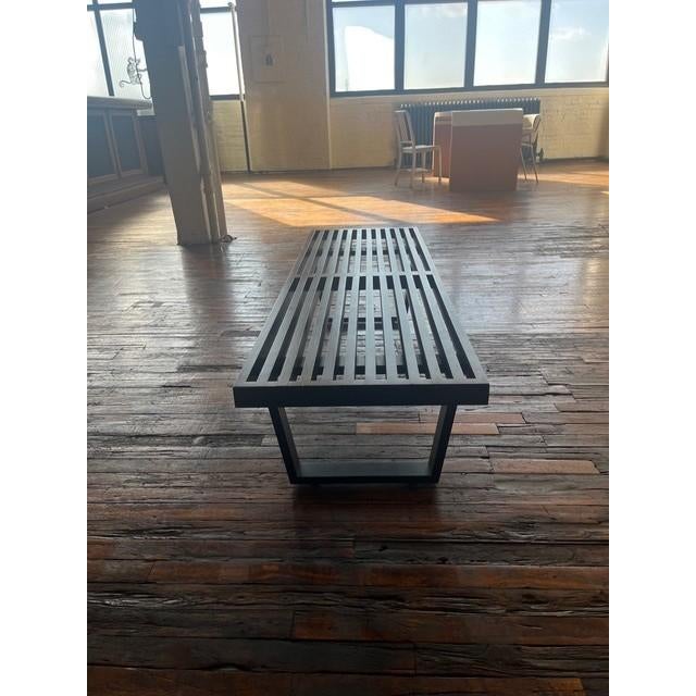 George Nelson bench for Herman Miller features the iconic mid‑century modern profile: clean horizontal slats, crisp...