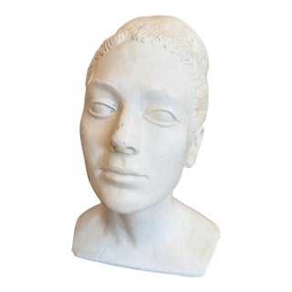 Female Plaster Bust, Signed For Sale