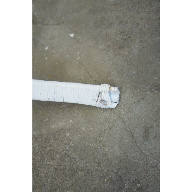 White Vintage White Wicker Rattan Square Side Tables - A Pair For Sale - Image 8 of 11