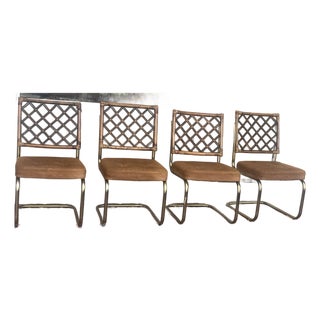 Set of 4 MCM Cal Style Conti Leviet Dining Chairs Milo Baughman Attr For Sale