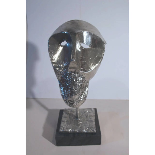Abstract Cast Metal Bust on Marble Base For Sale - Image 9 of 9