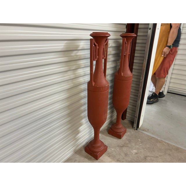 Pair of 1920s French Art Deco Iron Urns For Sale In Houston - Image 6 of 10