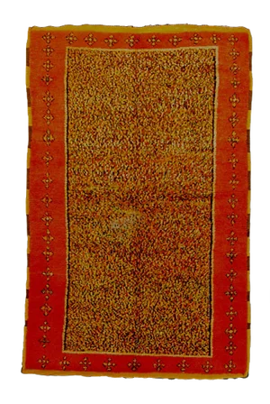 Vintage Saffron Yellow & Red Berber Rug