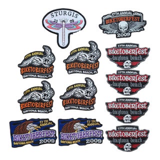 Archival Americana Moto-Culture Asset: 12pc Deadstock Rally Patch Collection For Sale