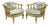 Vintage Hollywood Regency Low Barrel Back Cream Painted Club Lounge Chairs, Pair For Sale