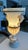 Single large vintage Italian Neoclassical style alabaster and brass urn table lamp, featuring carved handles and a fluted...