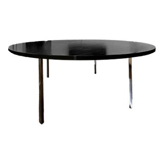 Rare Knoll Black Stained Oak and Steel Table For Sale