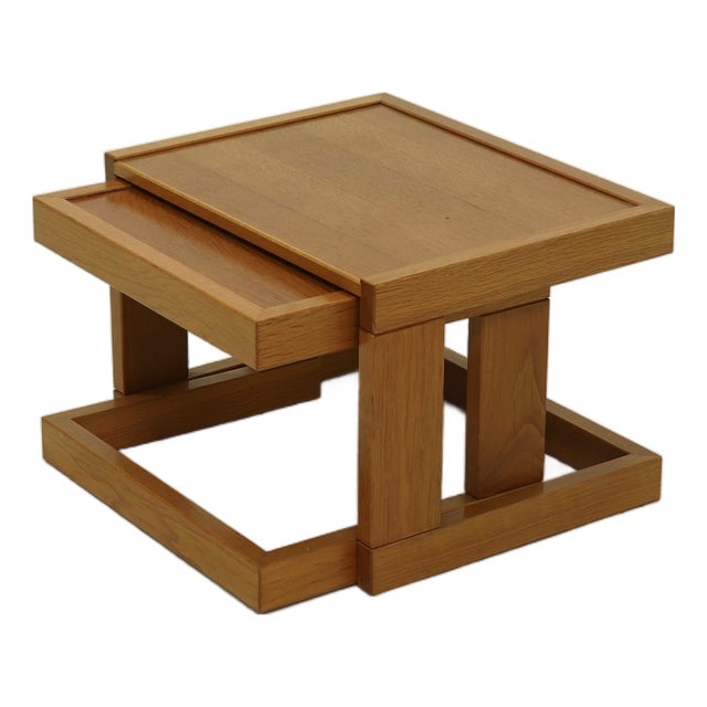 Italian Modern Oak Nesting Tables, 1970s, Set of 2 For Sale