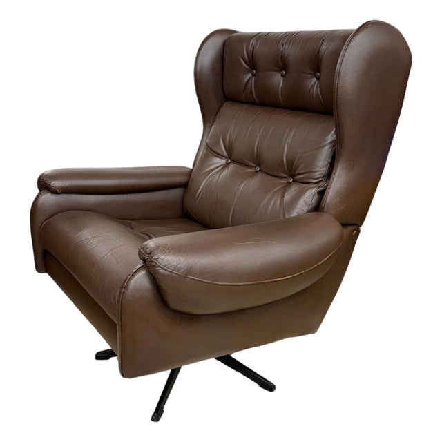 Mid 20th Century Swedish Leather Armchairs by Lystolet For Sale