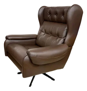 Mid 20th Century Swedish Leather Armchairs by Lystolet