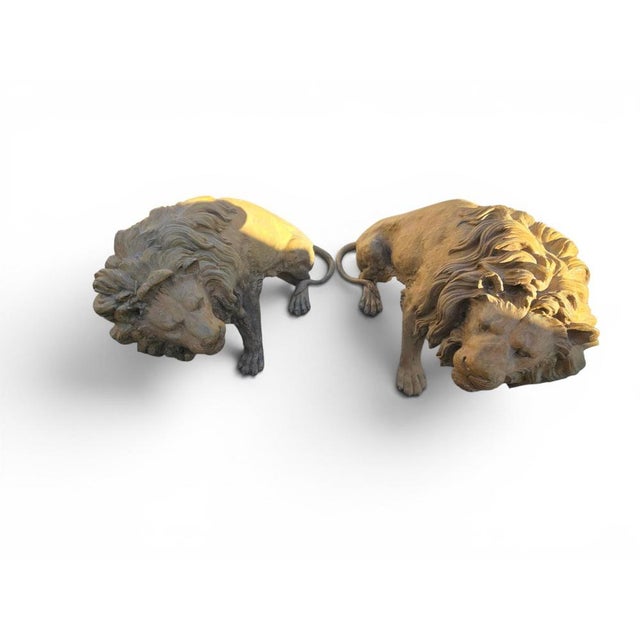 Neapolitan Artist, Large Lions, 1980s, Patinated Bronze, Set of 2 For Sale - Image 3 of 11