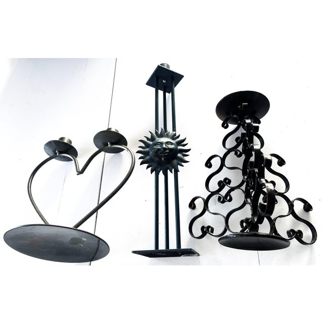 Vintage Metalwork Candlesticks, 1950s, Set of 3 For Sale - Image 6 of 9