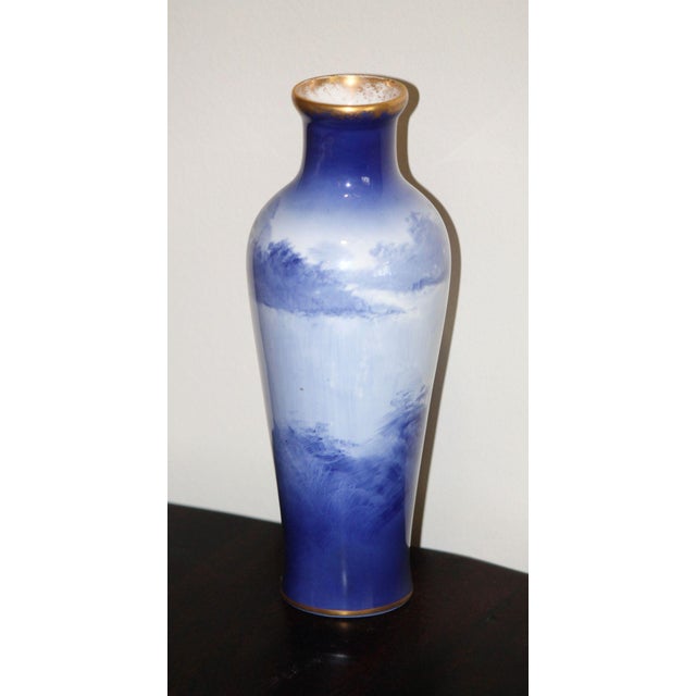 Antique Royal Doulton "Blue Children" or "Babes in the Woods" Vase, Gilded Rim For Sale - Image 6 of 9