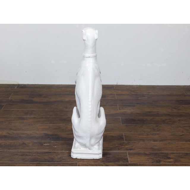 White Midcentury Italian White Porcelain Sculpture of a Calm, Sitting Greyhound For Sale - Image 8 of 12