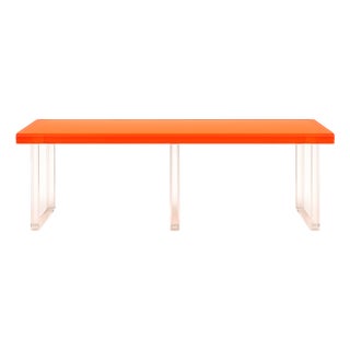 Modern Orange Acrylic Bench – Sleek Plexiglass Design For Sale