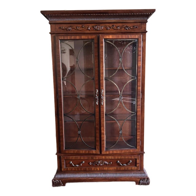 Solid Mahogany Two Door Display Cabinet For Sale