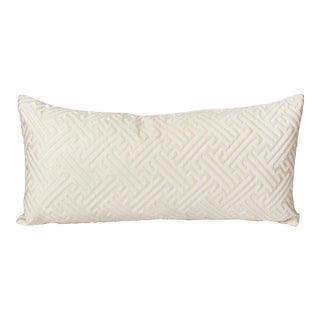 Ribbed White Geometric Lumbar Pillow For Sale