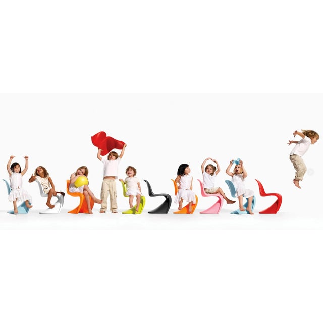 Mid-Century Modern Panton Junior Kids Chairs by Verner Panton Vitra, Turquoise + Orange - a Pair For Sale - Image 6 of 11