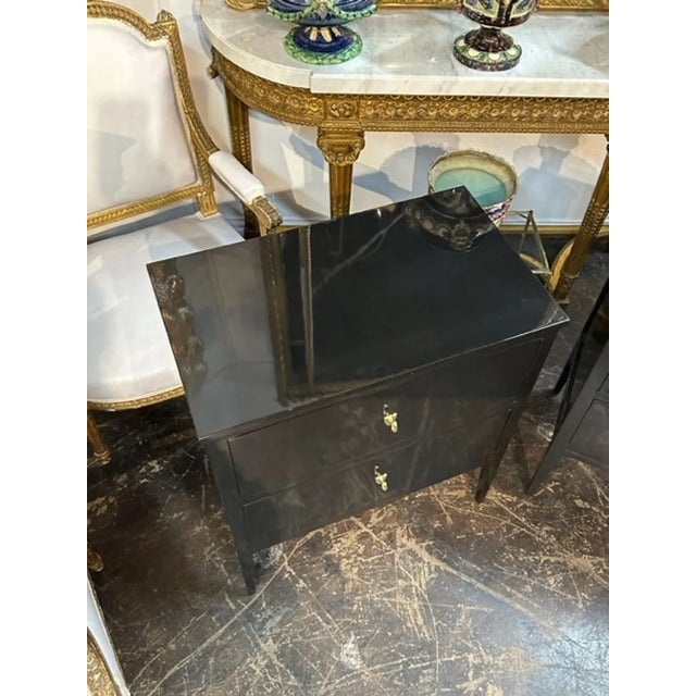 Early 21st Century Pair of Directoire Style Piano Black Side Tables For Sale - Image 5 of 6