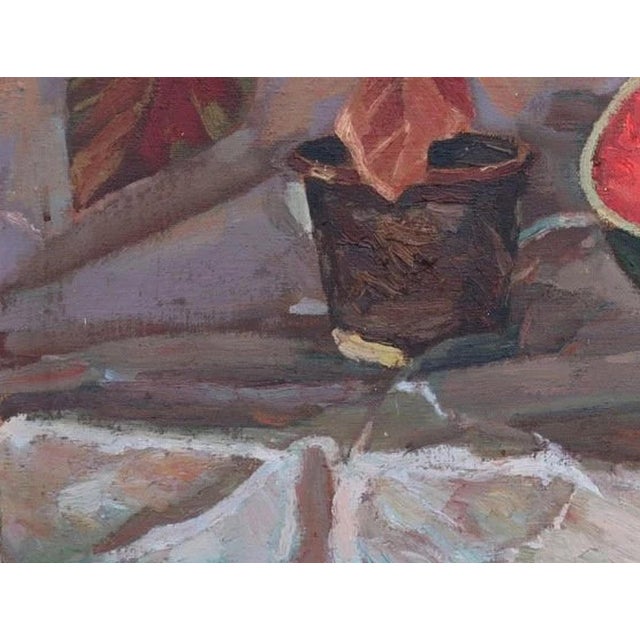 1980s Antique Still Life Oil Painting: Watermelon, Soviet Art, 1982 50-65 For Sale - Image 5 of 6