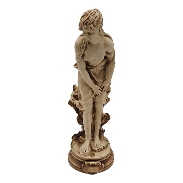 Le Ruisseau-Inspired Chalkware Statue of Girl by Alexander Backer Co. In the Style of Hippolyte Moreau For Sale