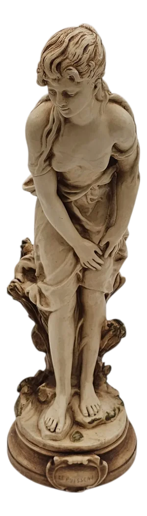 Le Ruisseau-Inspired Chalkware Statue of Girl by Alexander Backer Co. In the Style of Hippolyte Moreau