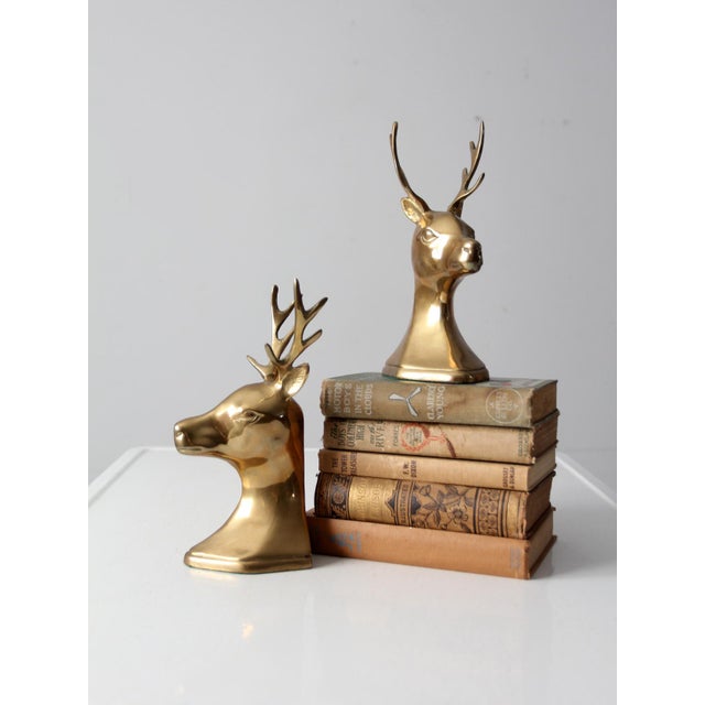 Vintage Large Brass Stag Deer Bookends Pair Chairish