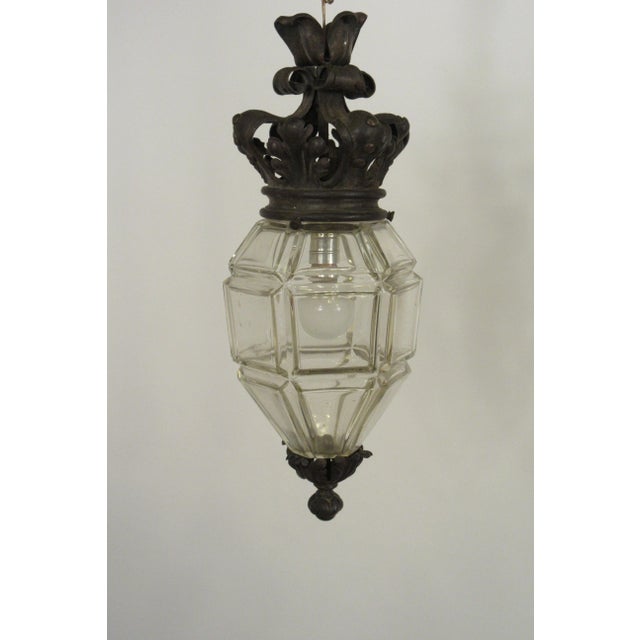 1920s glass lantern with crown top. Needs rewiring.