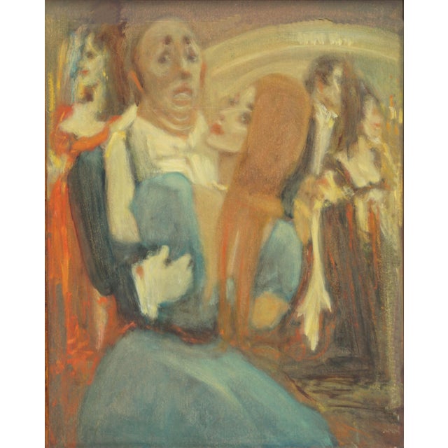 1960s Woman in Black Dress Pulp Art Portrait/Couple Dancing Figurative, 2 Sided For Sale - Image 5 of 5