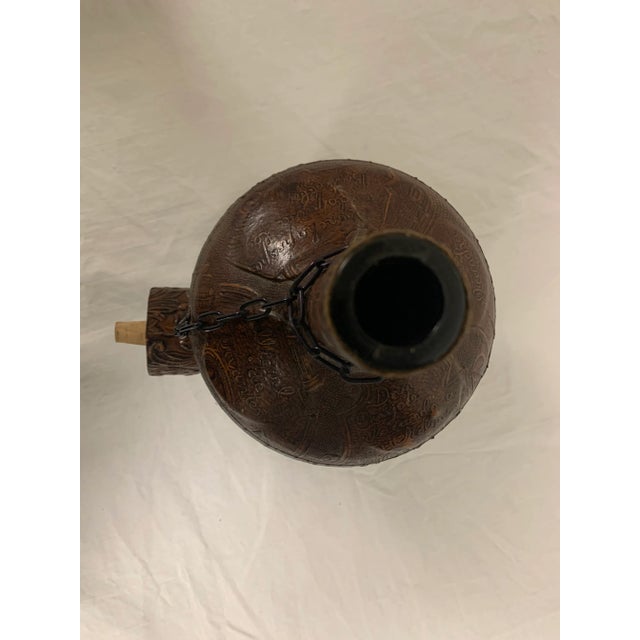 Glass Vintage Goat Leather Cognac Bottle From Spain For Sale - Image 7 of 8