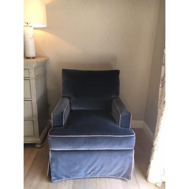 Custom Velvet Upholstered Arm Chair | Chairish